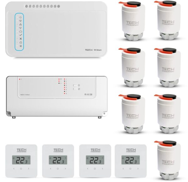 TECH STEROWNIKI Zestaw bezprzewodowej kontroli strefowej ogrzewania podłogowego
