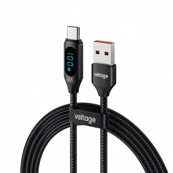 Kabel USB-A / USB-C Voltage PowerDisplay 66W 100cm czarny