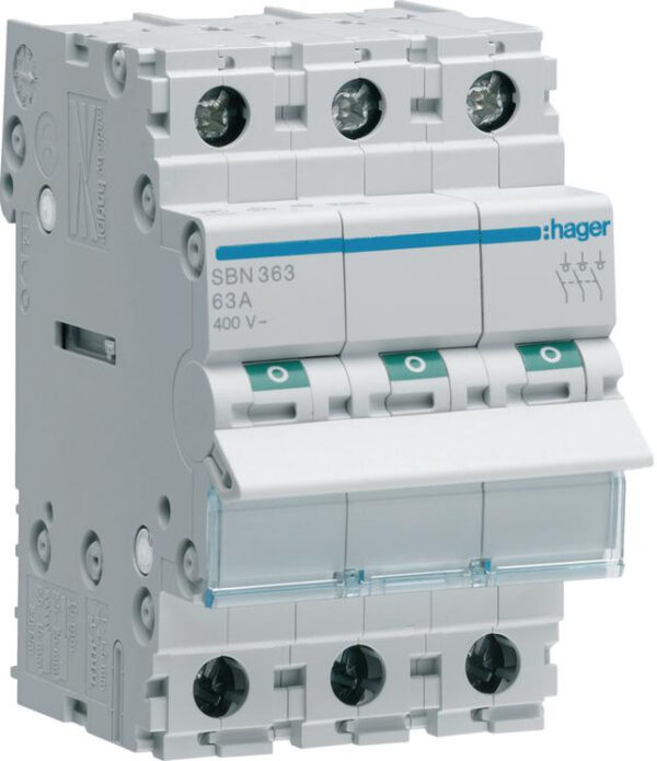 Modułowy rozłącznik izolacyjny 3P 63A 400VAC Hager SBN363