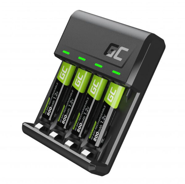 ŁADOWARKA Green Cell VITALCHARGE + ZESTAW AKUMULATORKÓW 4x AAA R03 800 mAh GRSETGC02