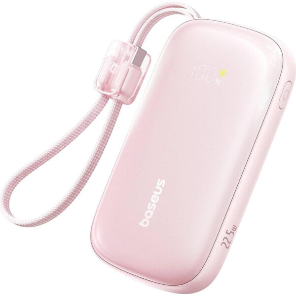 Powerbank Baseus EnerFill FC21 20000 mAh 22,5 W USB-A USB-C różowy z odłączanym kablem Lightning