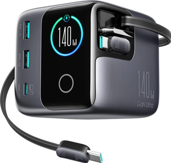 Ładowarka biurkowa Joyroom Podix Jr-TRD01 GaN 140 W 1x USB-C 2x USB-A + zwijane kable 2x USB-C