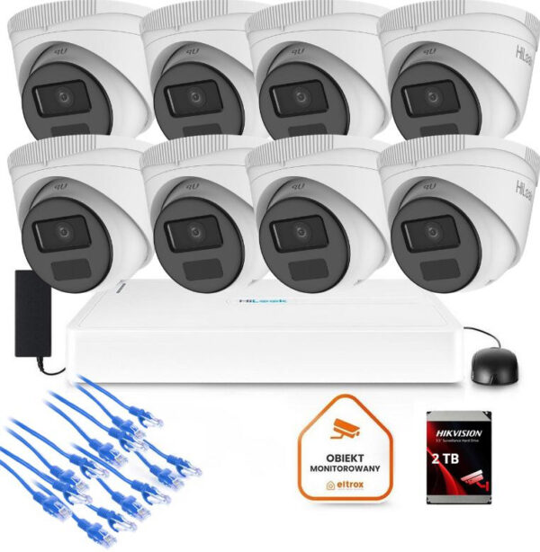 Zestaw monitoringu Hilook 8x kamera IPC-T221H-C z dyskiem 2TB