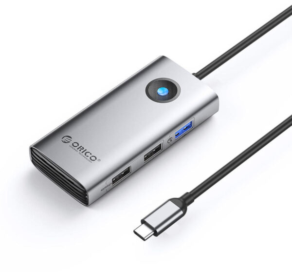 Hub USB Orico 5Gbps, USB-A, 2xUSB-A 2.0, PD60W, HDMI 4K@30Hz, szary