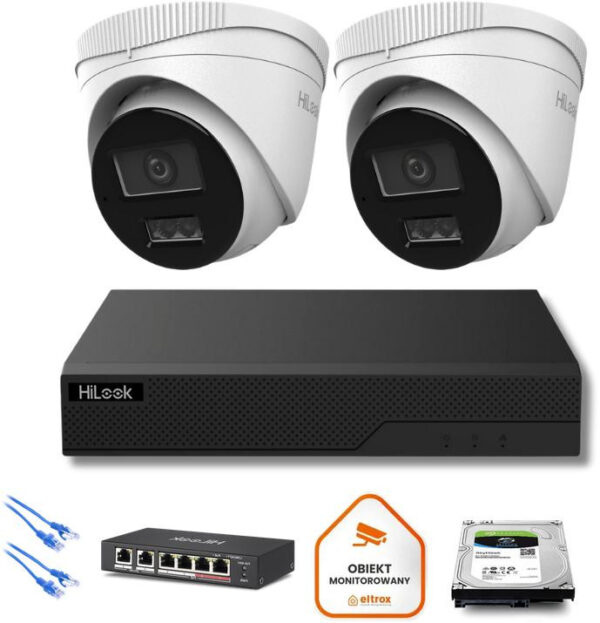 Zestaw monitoringu IP Hilook 2x IPC-T280HA-LU 8MP Smart-hybrid Light