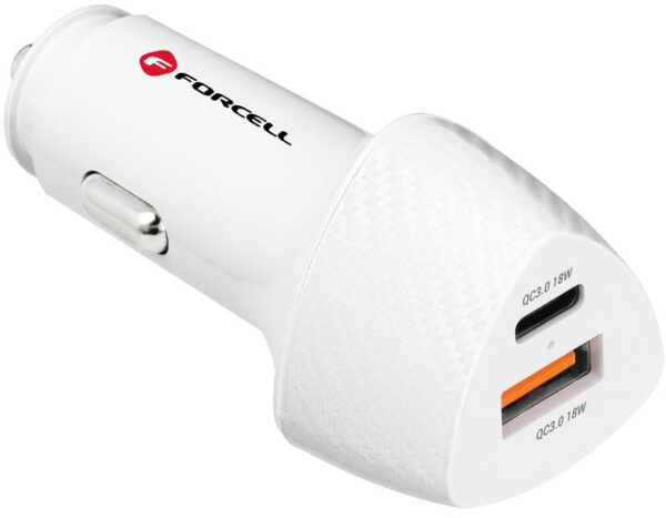 ŁADOWARKA SAMOCHODOWA Forcell Carbon CC50-1A1C 38 W 1x USB-C 1x USB-A PD 3.0 QC 3.0 BIAŁA
