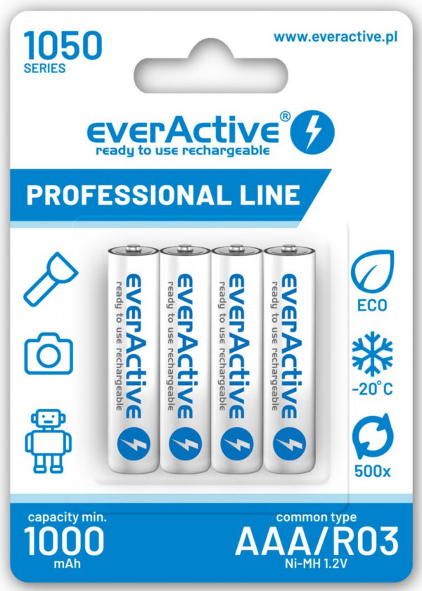 Akumulatorki AAA / R03 Ni-MH everActive 1050mAh Proffesional Line (box 4 szt.)