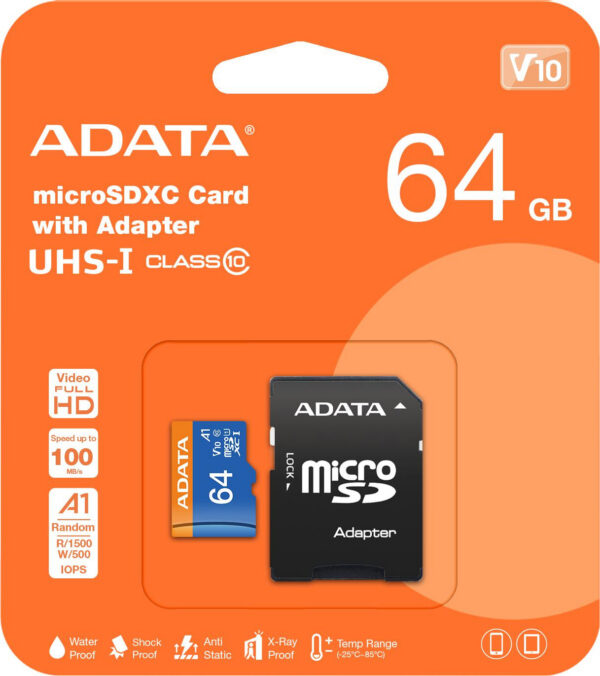 Adata karta microSD Premier 64GB UHS1/CL10/A1+adapter
