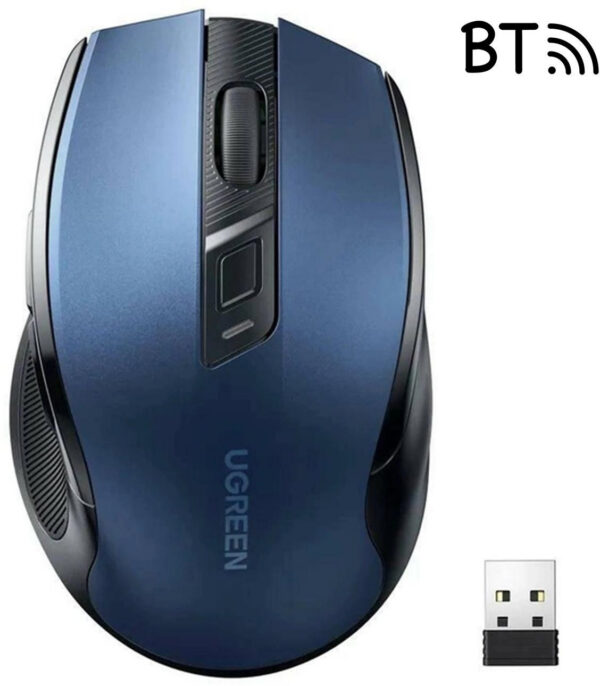 Mysz optyczna Ugreen MU006 bezprzewodowa USB 2.4GHz / Bluetooth 5.0 4000 DPI - niebieska