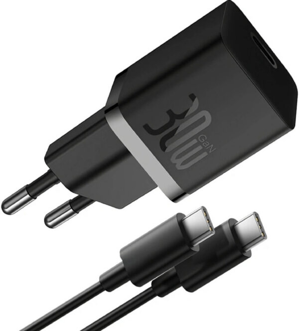 Ładowarka sieciowa Baseus GaN 5 Fast Charger Mini P10110902113-00 30 W USB-C PD 3.0 QC 3.0 + kabel
